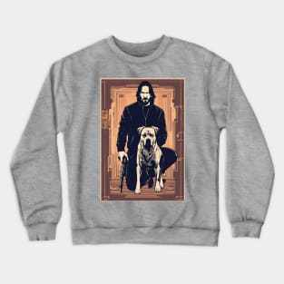 John Wick With Parabellum and His Trusty Dog Sunset Vintage Retro Movie Crewneck Sweatshirt